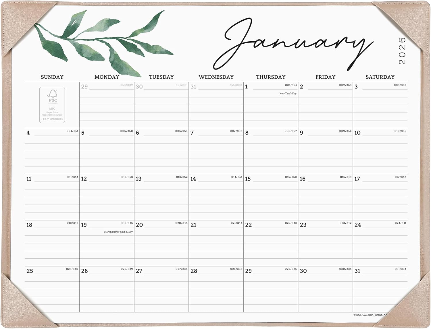 Cabbrix Desk Calendar 2026-2027 with Desktop Mat, 18 Month Large Calendar January 2026 - June 2027, 21" x 16-1/2" Big Desk Blotter Calendar for Home School and Office