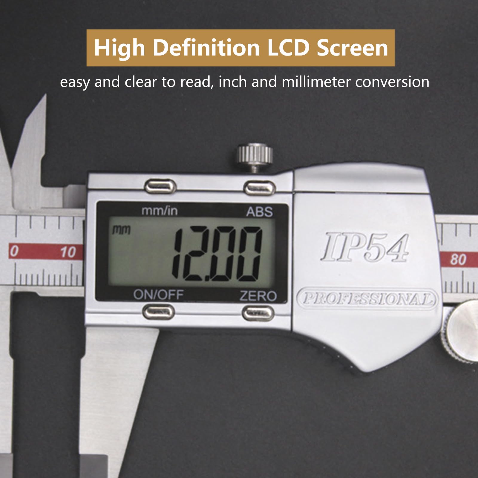 Calibre Digital IP54 Impermeable, Pie de Rey Digital de Acero Inoxidable con Pantalla LCD, Profesional Calibrador Vernier para Carpintería/Joyería/Impresión 3D,150mm/6in