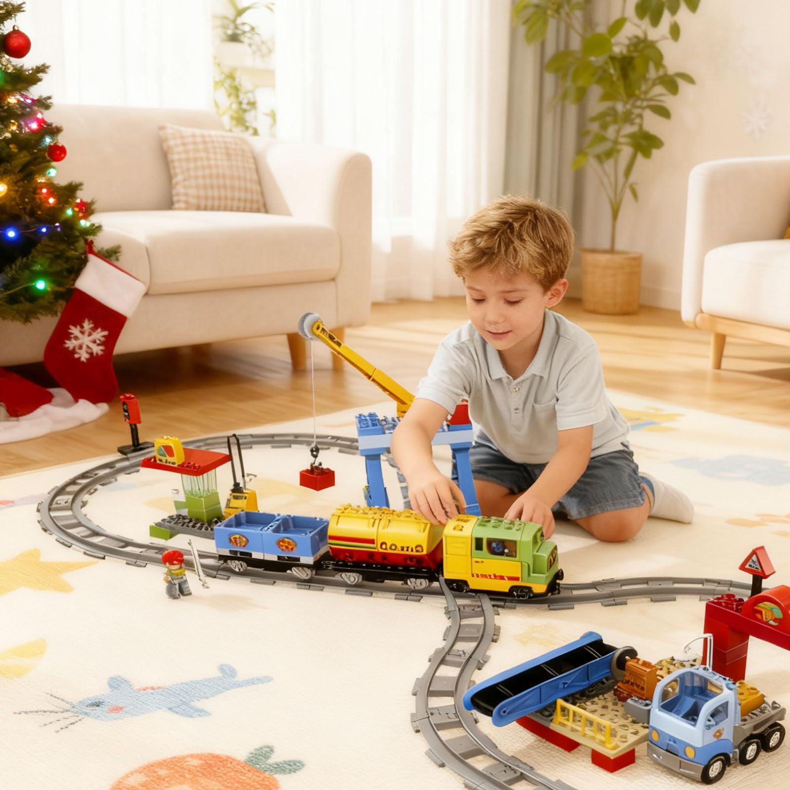 Set de Vías 67 Piezas - Vías de Ferrocarril City con Rectas, Curvas y Cruces - Juguete de Tren a Partir de 2 Años - Juguete Educativo Regalo para Niños y Niñas