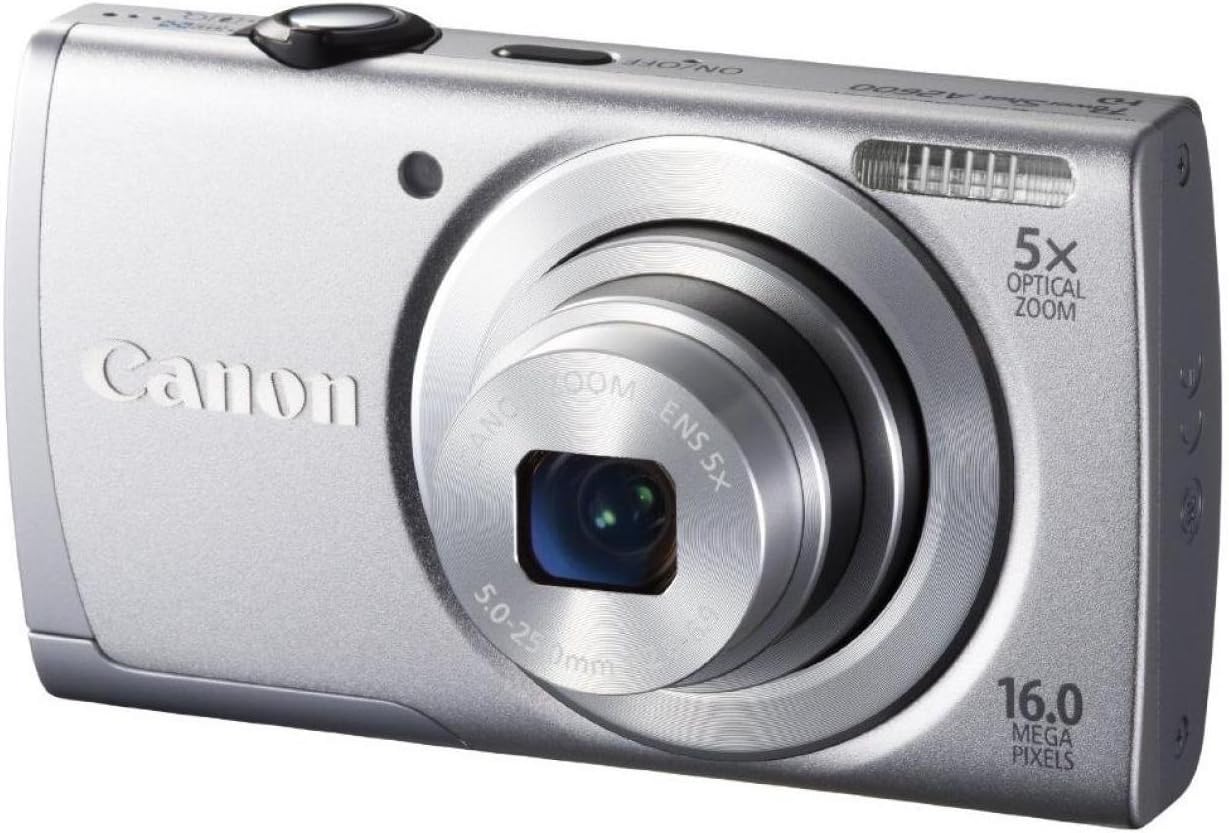 PowerShot A2600 is 16.0 MP Digital Camera with 5X Optical Zoom and 720p Full HD Video Recording (Silver)