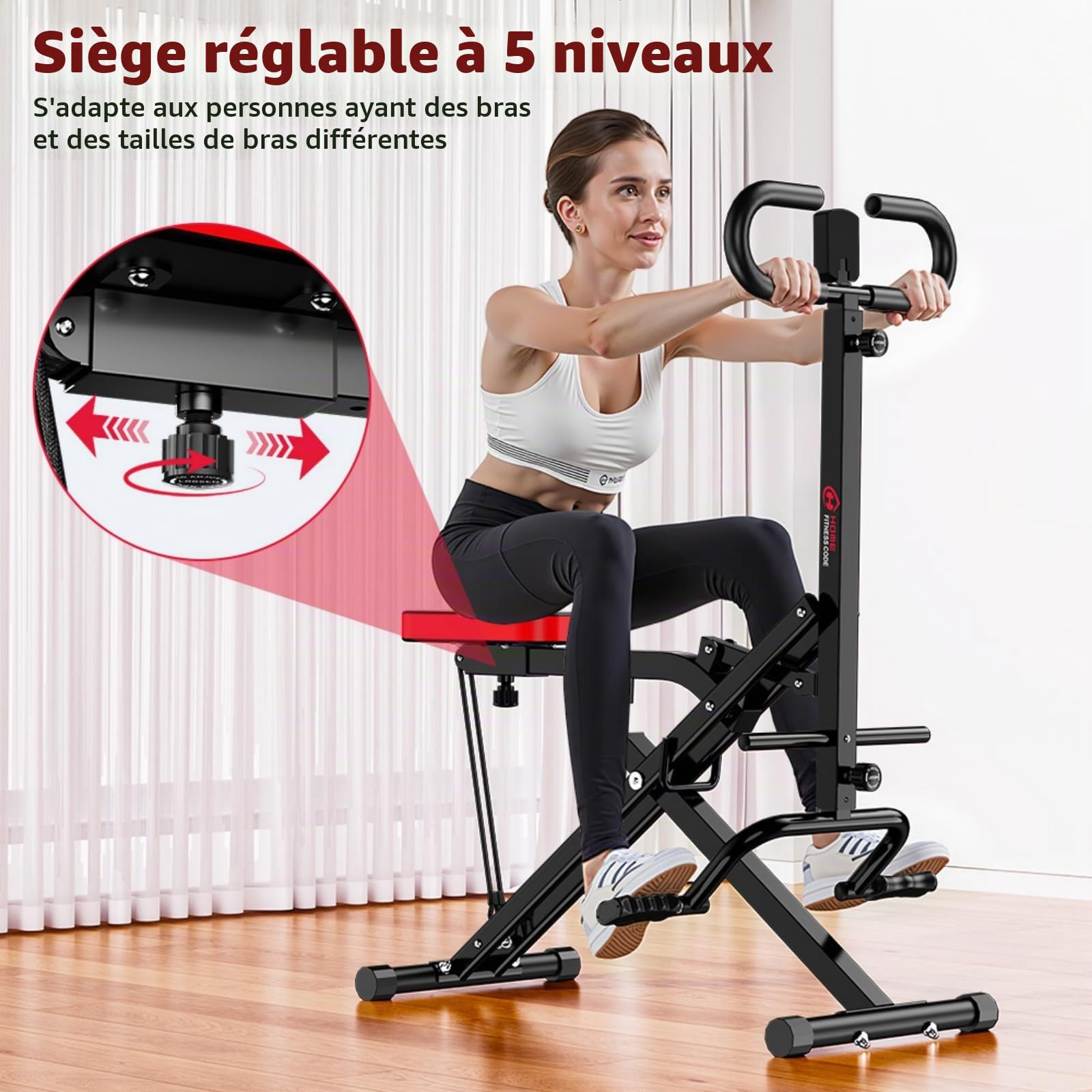 Machine à Squat Pliable, Équipement Fitness pour Maison, Appareil d'Assistance pour Squat et Rameur, Entraîneur Abdominal et Gainage, Pliable, Machine de Musculation Complète du Corps à Domicile