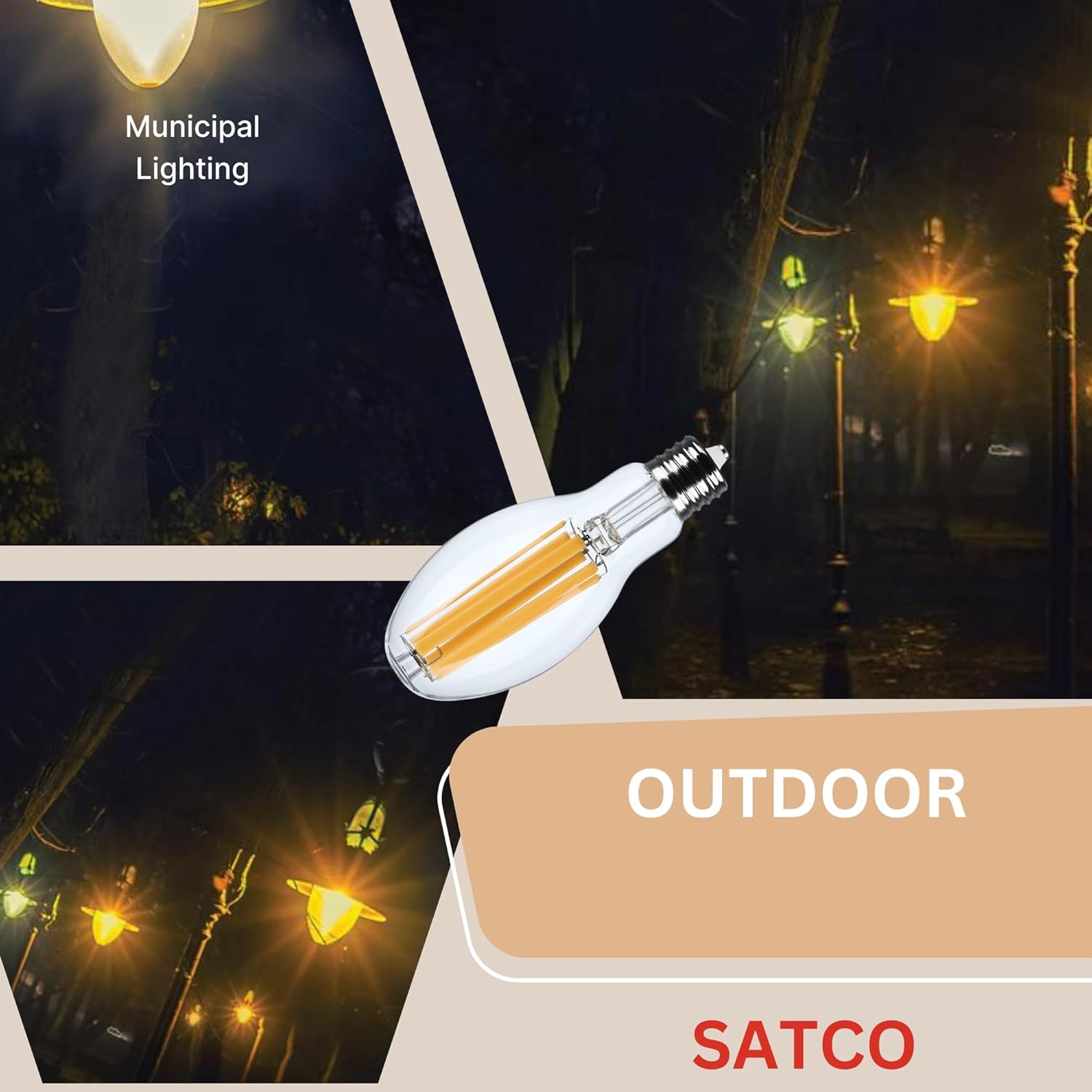 Satco S13186 28W LED HID Replacement Bulb, ED28, 2200K Warm White, 4200 Lumens, Extended Mogul Base (EX39), Clear Lens, 120-277V, Ballast Bypass, IP65 Wet Rated, Enclosed Fixture Approved