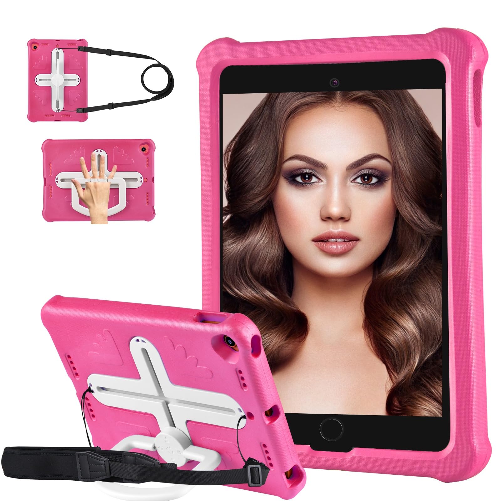 Custodia protettiva per tablet PC compatibile con iPad 10.2 (2021)/2020/2019/per iPad Air 2019 10.5"/Pro 10.5 2017, custodia robusta resistente con cavalletto girevole a 360/tracolla Co