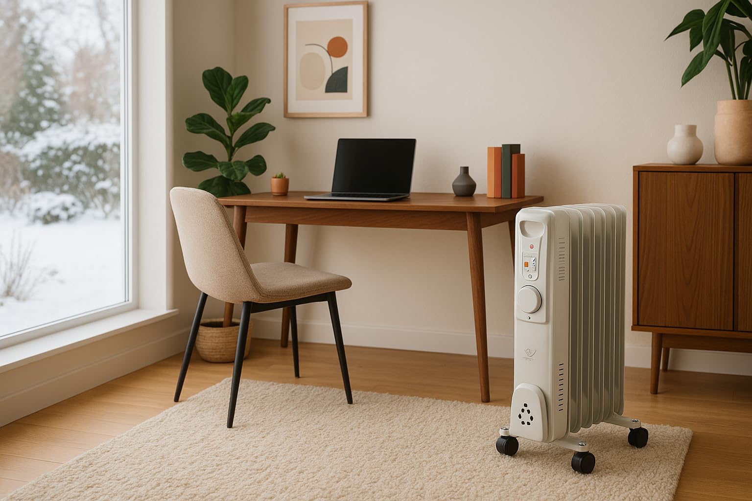 Radiateur mobile bain d'huile 1000W - blanc - Voltman