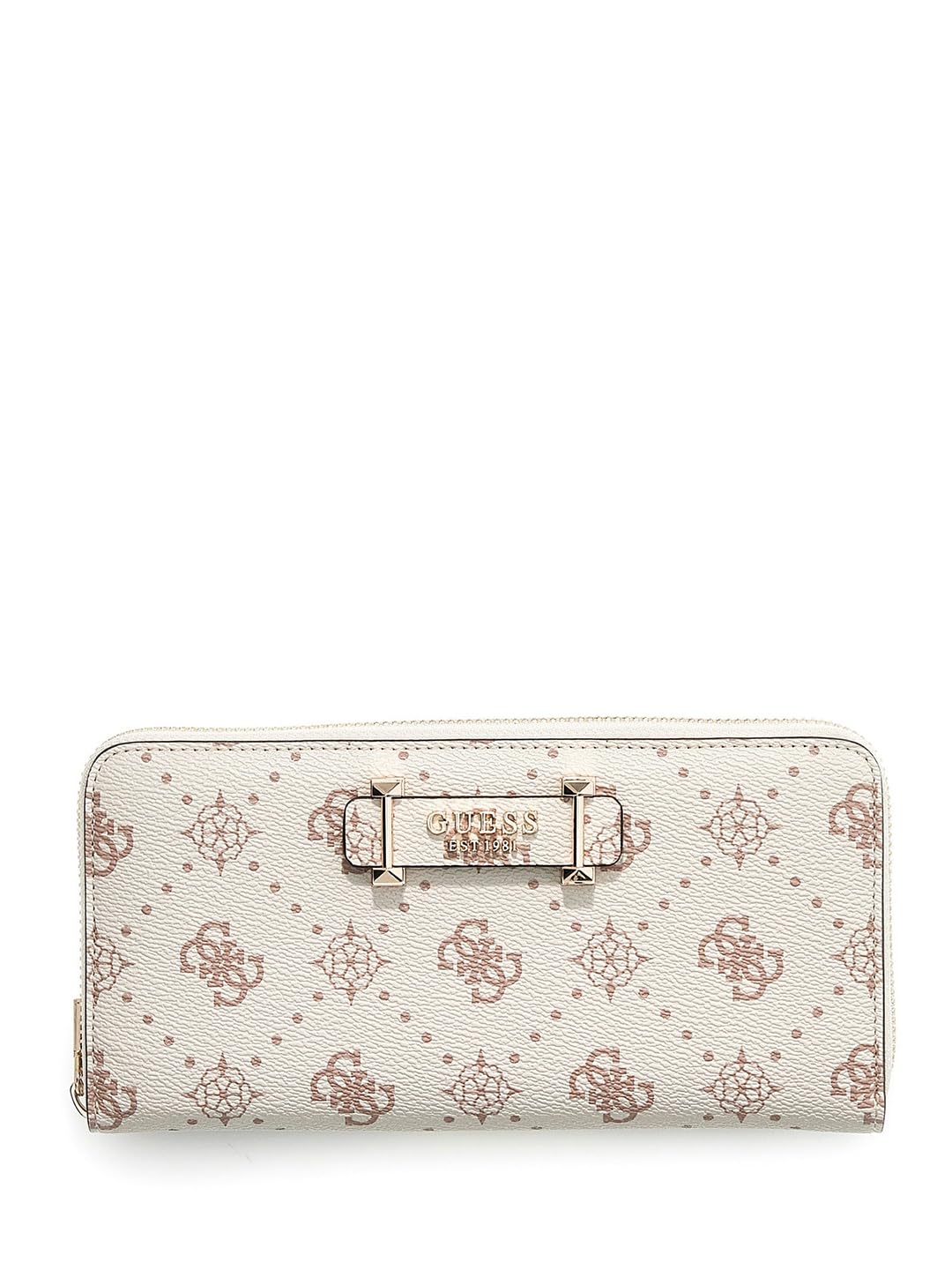 GUESS portafoglio Carrie Logo Large Zip Around Wallet Vanilla Logo avorio