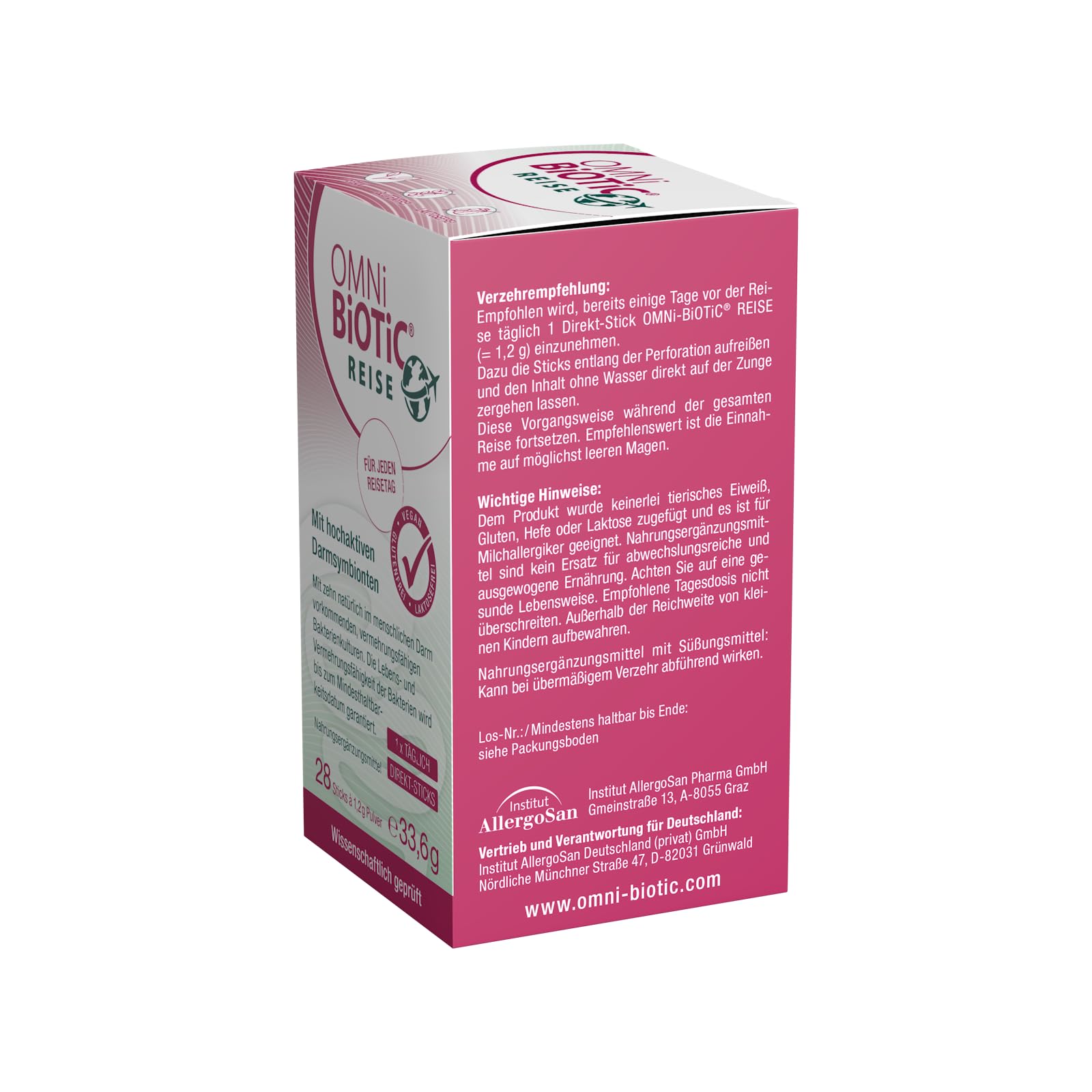 OMNi BiOTiC REISE Direkt-Sticks | Reiselust statt Urlaubsfrust | Praktischer Stick, der direkt auf der Zunge zergeht | 28 Portionen | 10 Bakterienstämme | Vegan | Glutenfrei | Zur täglichen Anwendung