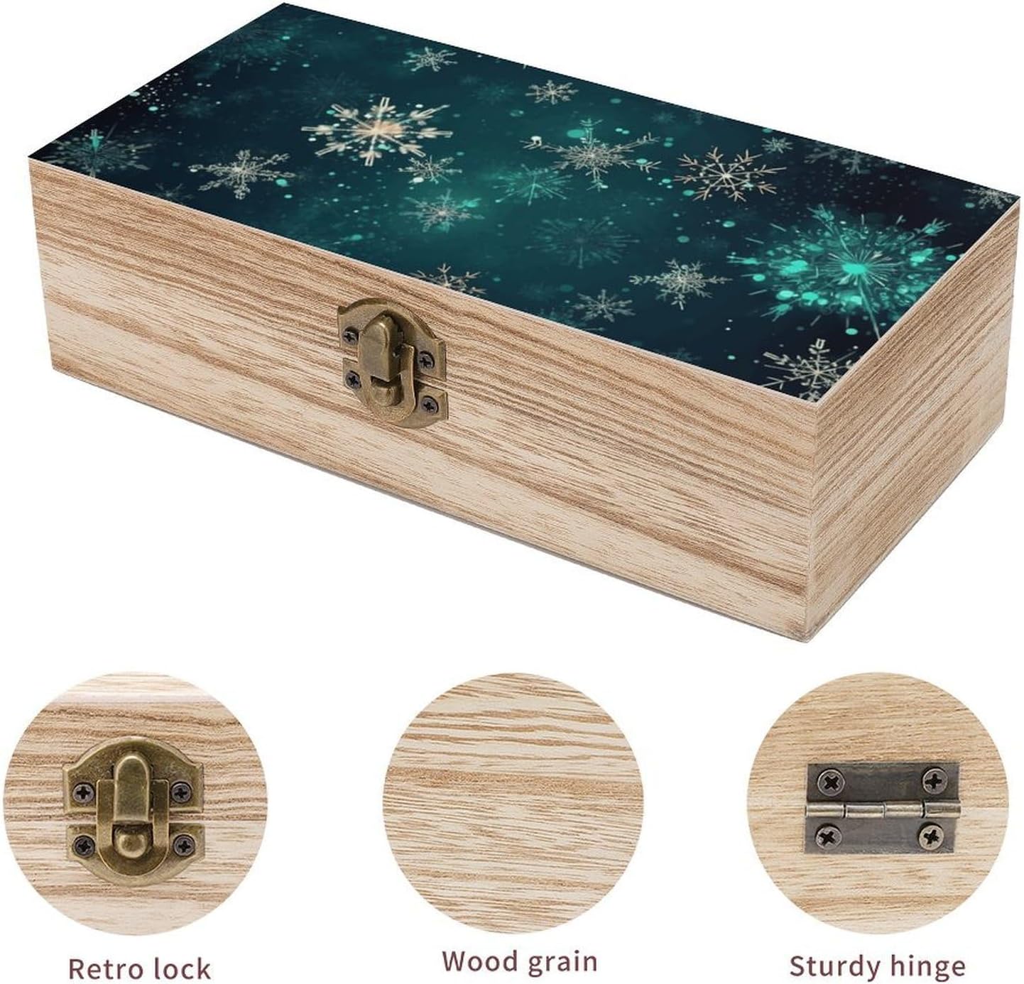 Snowflake Keepsake Box Wooden Storage Box with Lid image 3