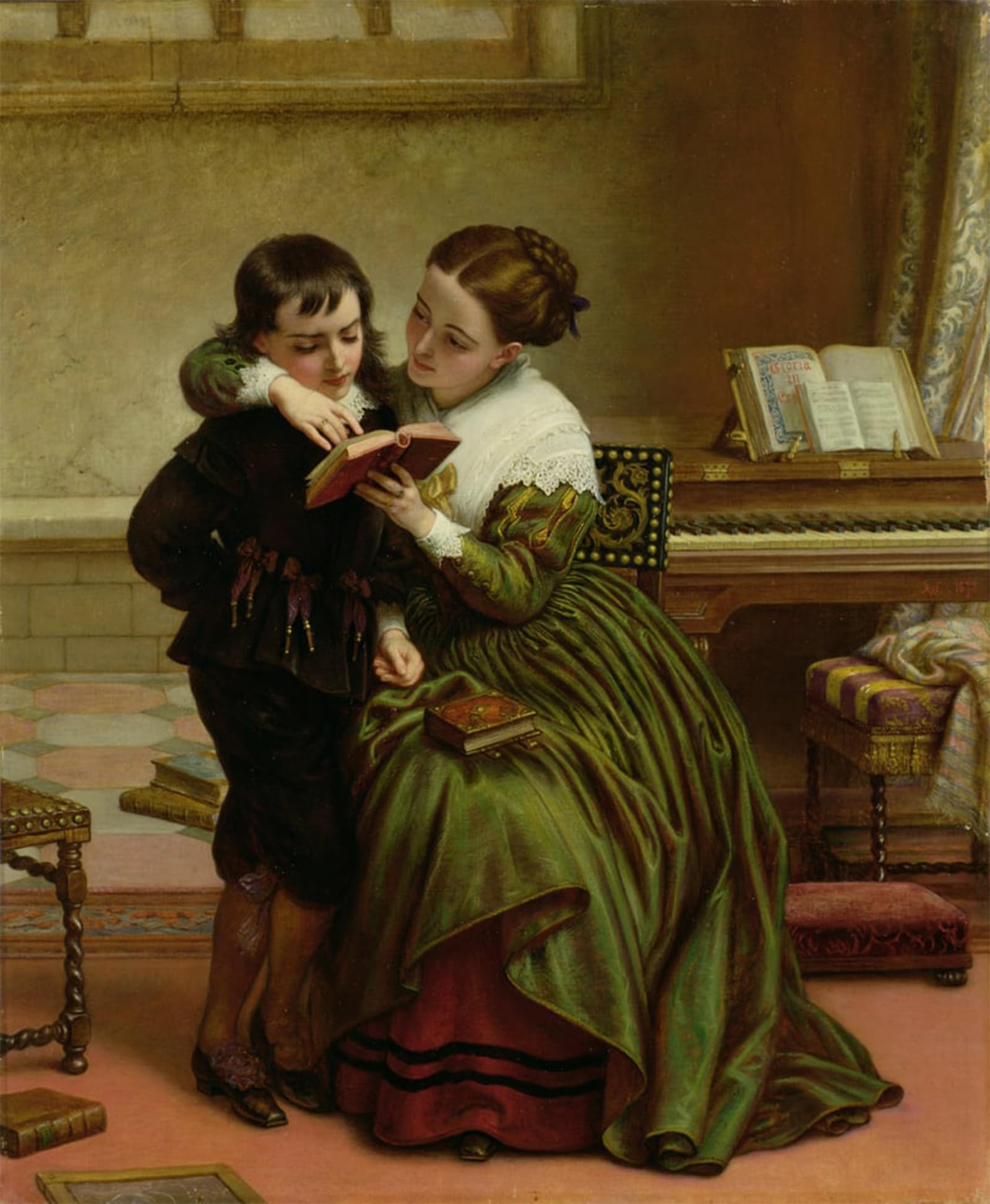 SERENDIPITP Aesthetic Poster Photo Wall Print Retro Picture George Herbert and His Mother by Charles West Cope Modern Wall Artwork for Home Decor 60x90cm