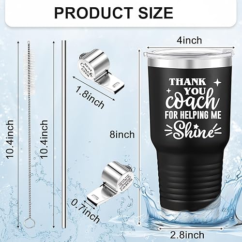 Miniatura 2 de Yaomiao Coach - Juego de regalos de graduación de 30 onzas, vaso de entrenador con tapa, cordón, silbatos, taza de viaje de acero inoxidable,