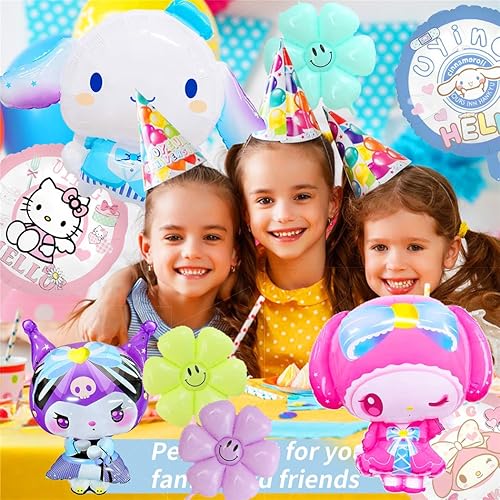 Miniatura 3 de Globos de decoración de cumpleaños de gatitos, suministros de fiesta, globos con forma de flor, temática de dibujos animados, decoraciones de fiesta
