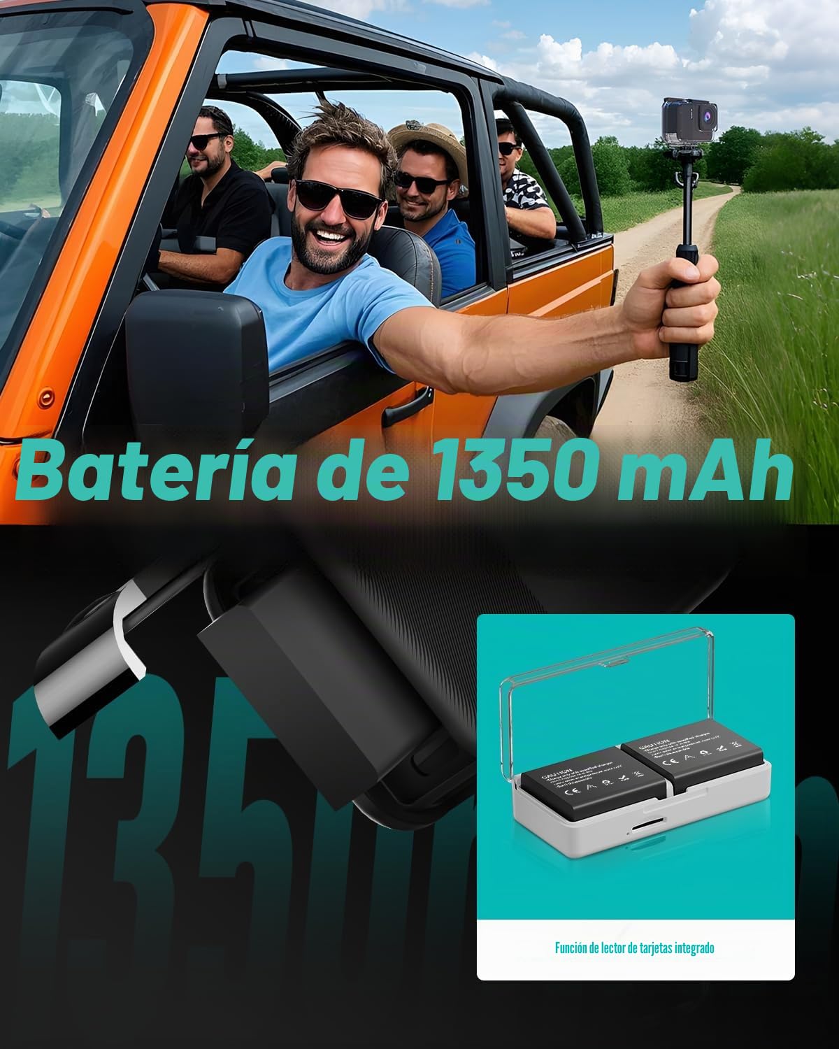 4K60fps Cámara Acuatica Pantalla Táctil - Cámara Subacuática 10M con 64G Tarjeta SD, HD 48MP WiFi Cámara Deportes Estabilización 6-Axis,8X Zoom Cámara de Acción con Casco Accesorios