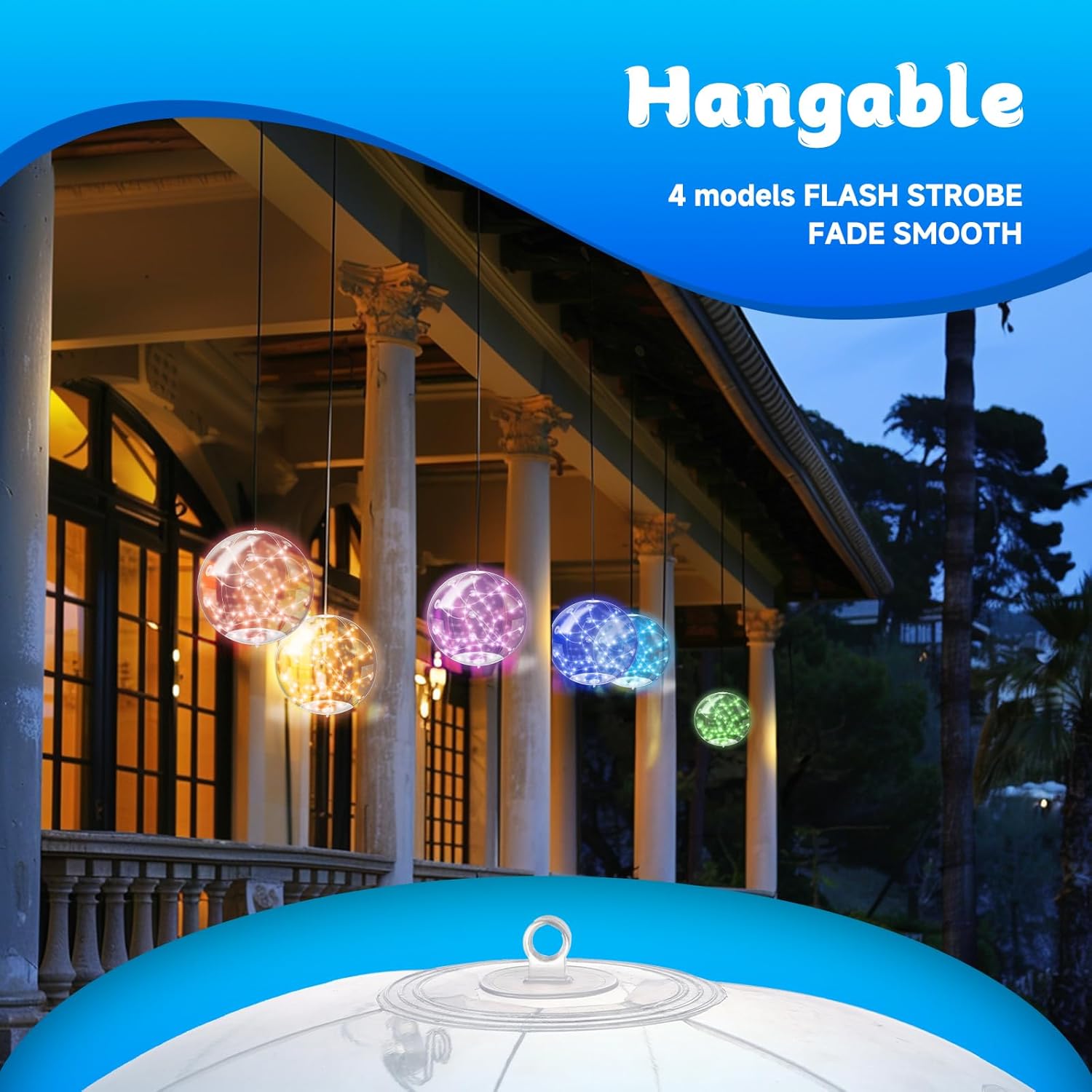 COLORFUL LED LIGHTS Solar Pool Lights, 4 Pcs 14.5 Floating Balls IP67 Waterproof Inflatable Solar Powered Lights, Timer 16 Colour with Remote Control for Pool Snowy Beach Yard Wedding Party Night Decor