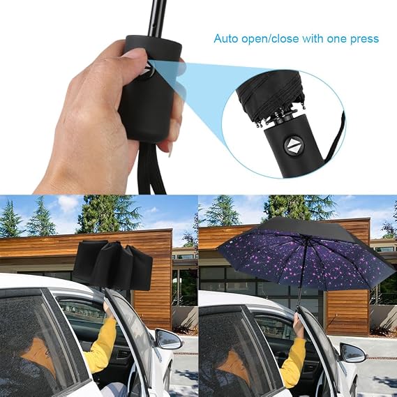 Aolso Travel Umbrella - Windproof Automatic, 8 Ribs Compact Folding, Auto Open/Close, Portable for Men & Women