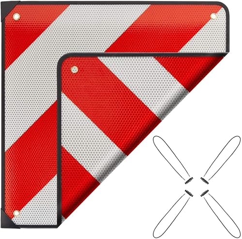 JOYTUTUS Panneau d'avertissement 2 en 1 Italie et Espagne en aluminium avec 4 pièces de sangles de tension de 4 mm pour la fixation, 50 * 50 cm réfléchissantes pour porte-vélos, remorques arrière, ca