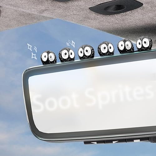 Soot Sprite - Espejo retrovisor para automóvil, 25 piezas de lindos Sprites de hollín para decoración interior de automóvil, tablero de