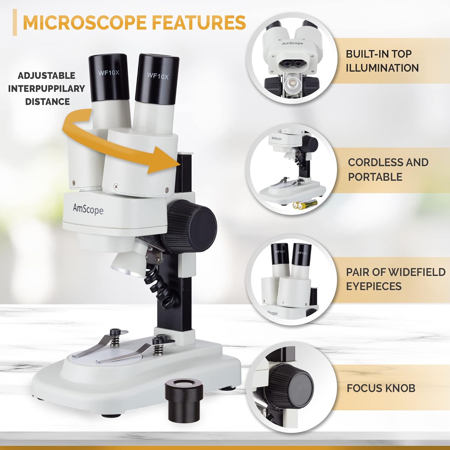 AmScope 20X40X Portable Stereo Microscope w/Deluxe Kuwait Ubuy