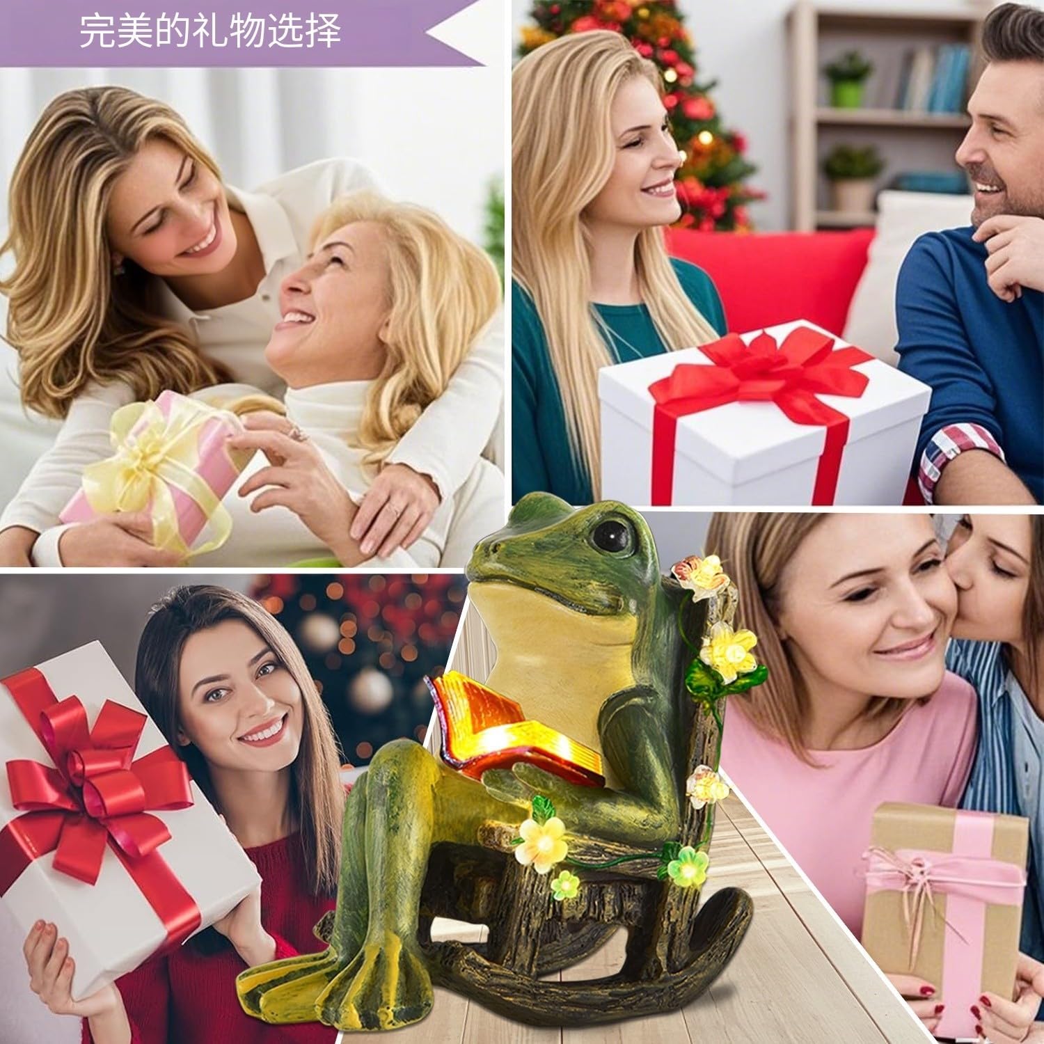 Solar Garden Miniature Frog Outdoor Statues Decor with Succulents Decorations and 7 LED Lights for Patio Yard Lawn Ornament Balcony Birthday Gift for Women Mum Unique Frogs Figurine Housewarming Ideas - Image 5