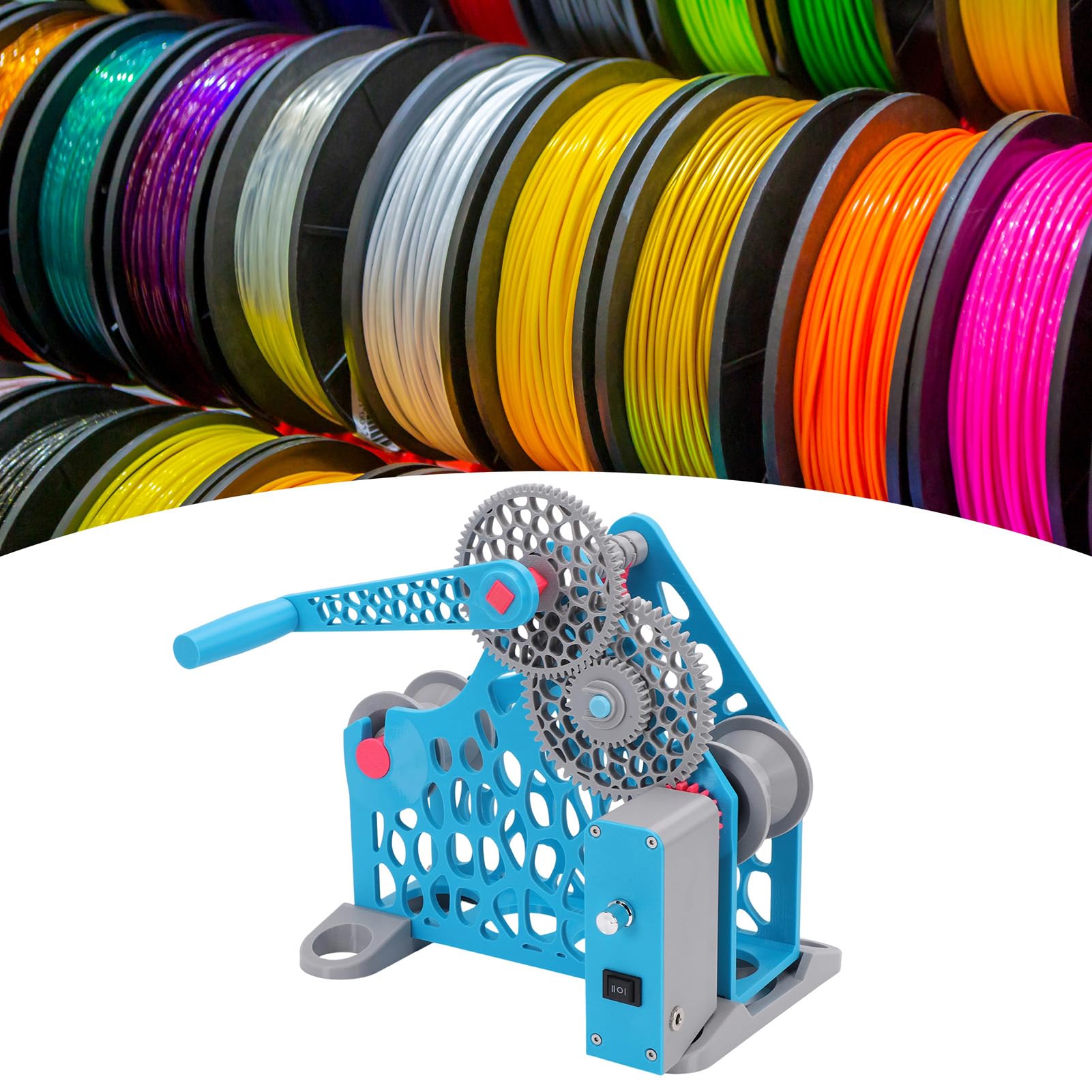 Eujgoov Bobinadora de Carrete de Filamento Eléctrico, Carrete Retractor Modular Desmontable para Carretes de 2 Kg Impresión 3D Costura de Soldadura (Enchufe de la UE)