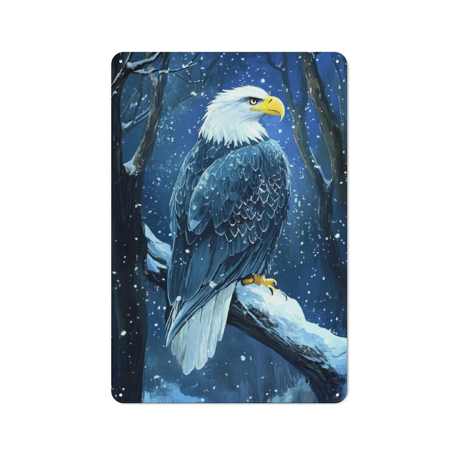 Junmoney Bald Eagle In Winter Metal Plaque 30X20cm With For Garage Wall, Retro Decor, Housewarming Present For People Styling Garage