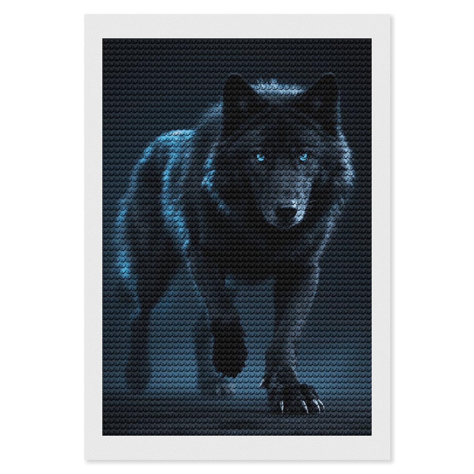 FodPand Cool Cyan Black Wolf 5D Diamond Painting Kits for Adults Beginners Full Drill Round Diamond Dots Pictures Gem Art Supplies for Home Wall Room Decoration DIY Craft Set Gift 8x12