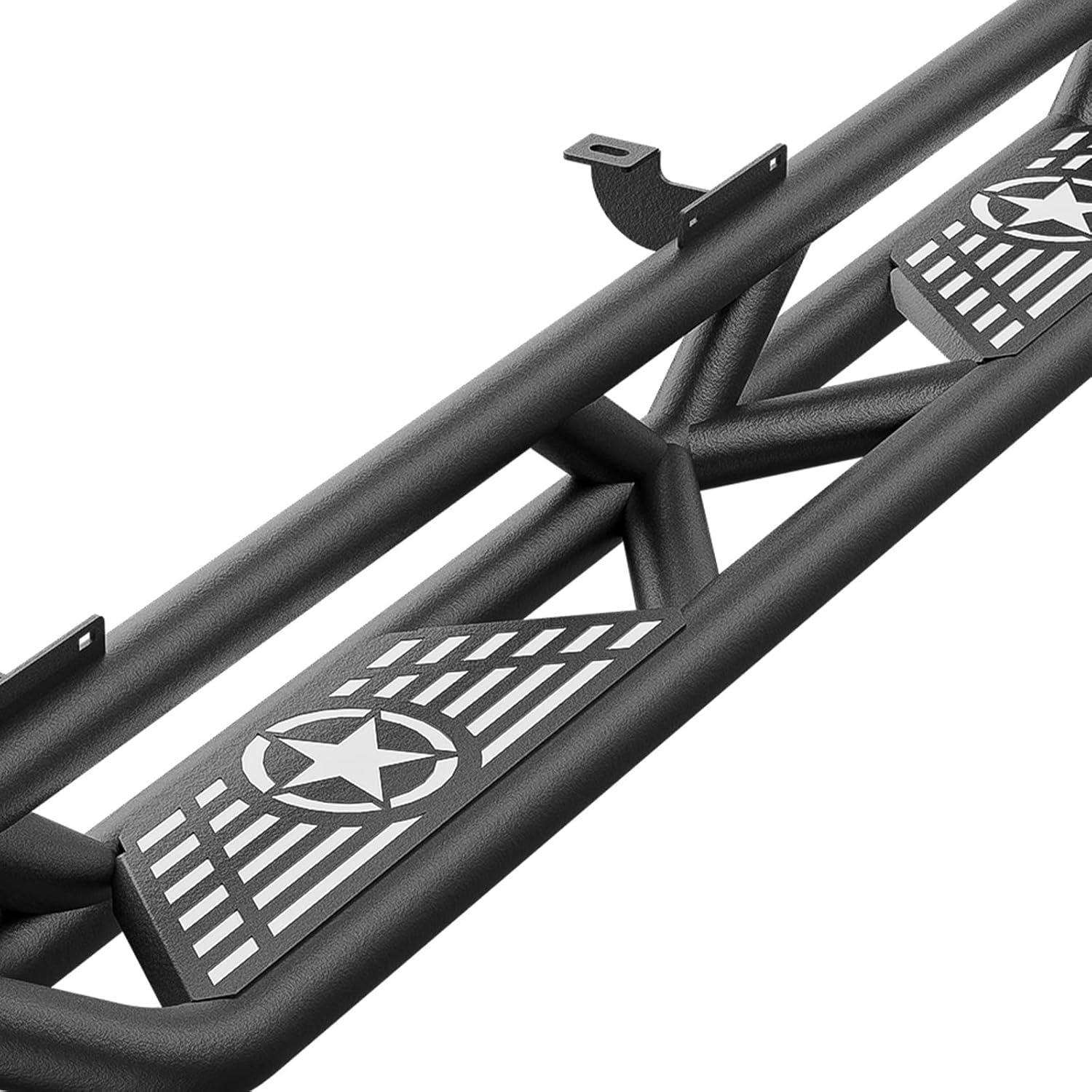 SUORTO Running Boards Side Steps Compatible with 2007-2018 Jeep Wrangler JK Unlimited 4 Doors, Heavy-Duty Steel Nerf Bars Step Plates Rock Sliders Rail (Off-Road, Black Powder Coated)