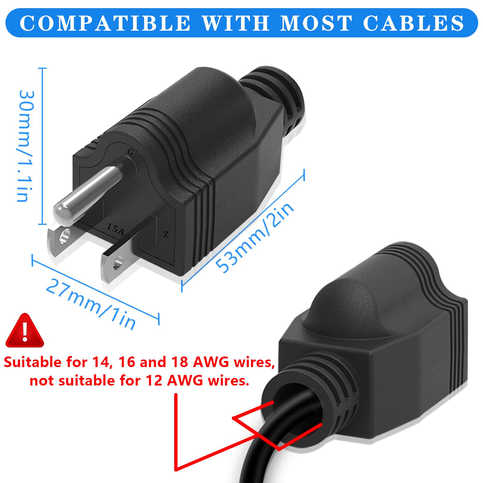 3 Pack Replacement 3 Prong Plug - With Screwdriver -2