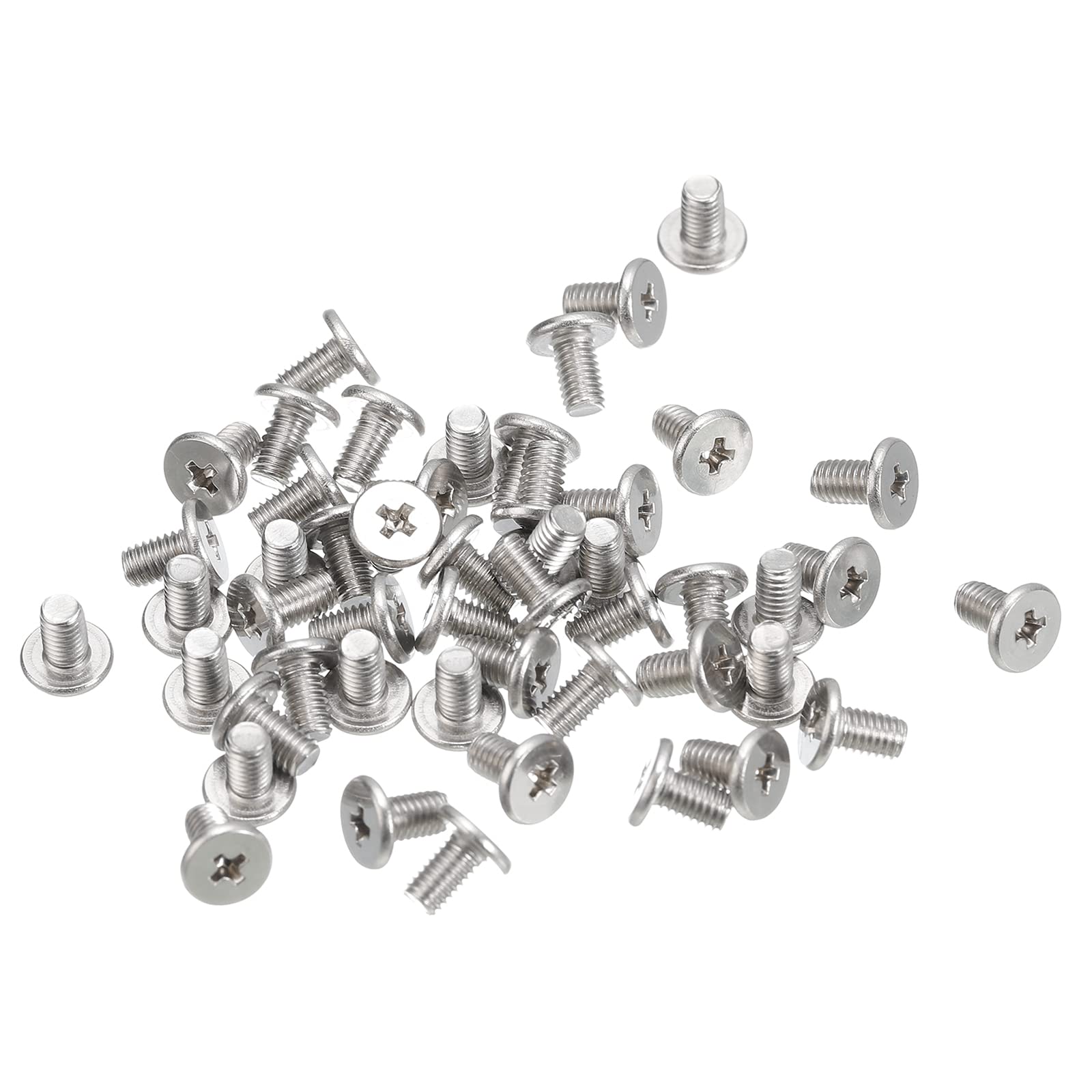 sourcing map M3-0.5 x 5mm 100Pcs Flat Round Head Screws 304 Stainless Steel Phillips Drive Machine Screws Hardware Fastener for Furniture Connection