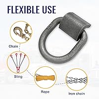 Vista 5 de Anillo en D forjado soldado resistente, anclaje de amarre para remolque de 1/2 pulgada con anillo en D para remolque, carga de camión, RV, ataduras