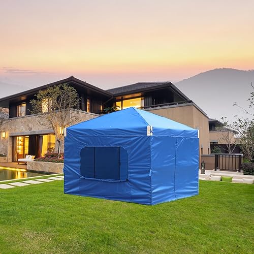 Miniatura 8 de Aoodor Tienda de campaña desplegable de 10 x 10 pies con bolsa enrollable y cortina, sombra instantánea portátil, marco de hierro resistente, tela