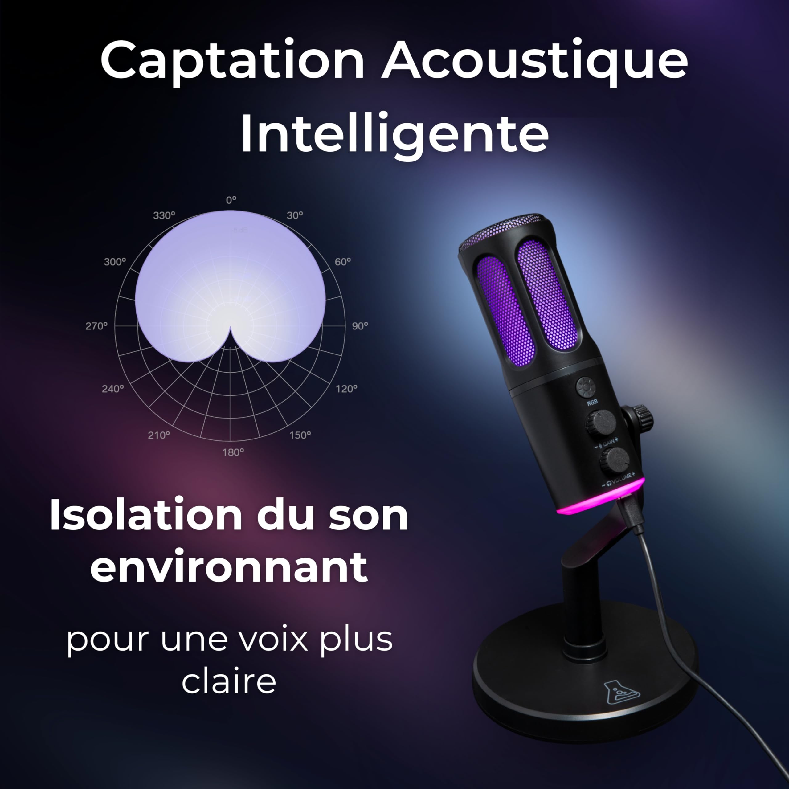 The G-Lab K-Mic Neon - Microphone USB Cardioïde RGB Réduction ENC