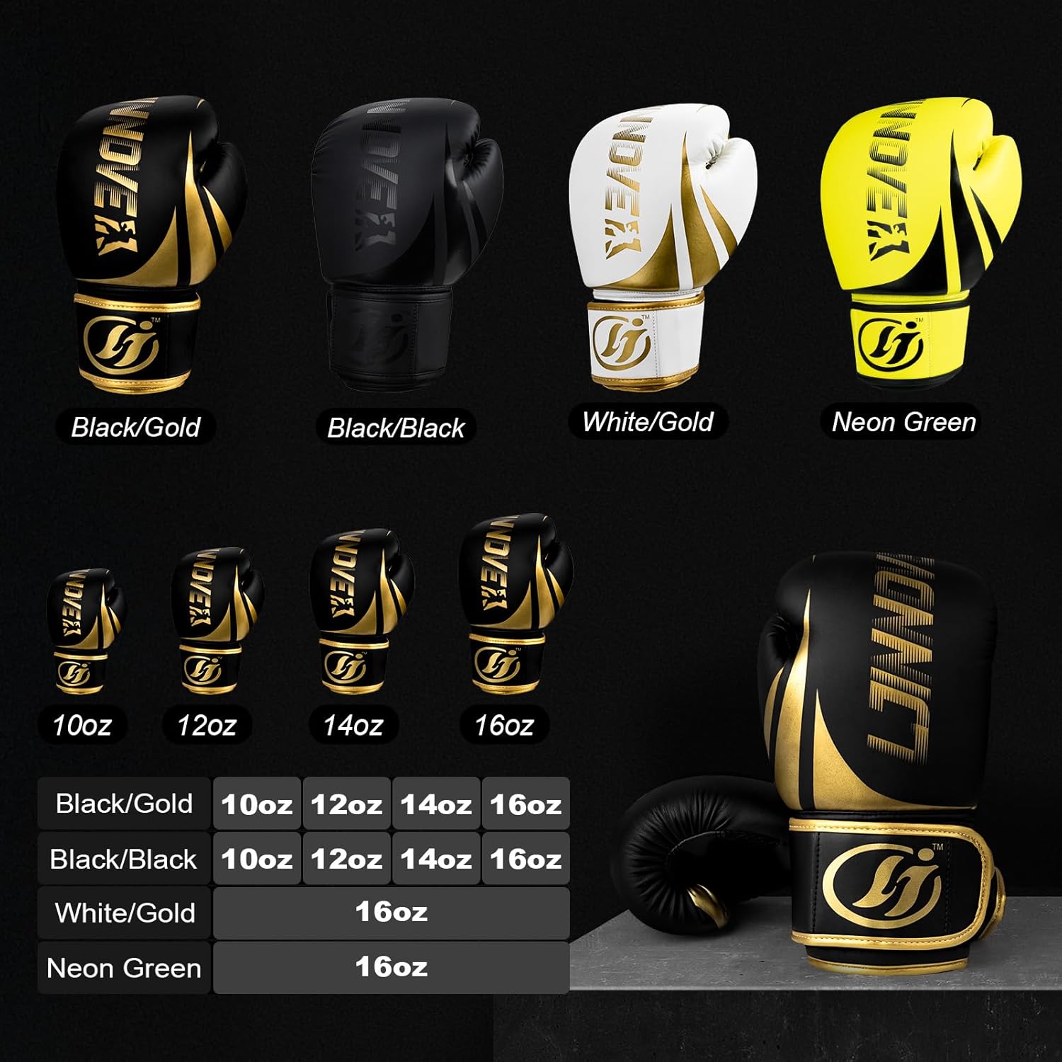 Boxing Gloves for Men & Women, Sparring Training Gloves for Boxing, Kickboxing, Muay Thai, MMA, Heavy Bag Workout Gloves with Multi-Layer Padding, Secure Fit, 10 12 14 16 oz