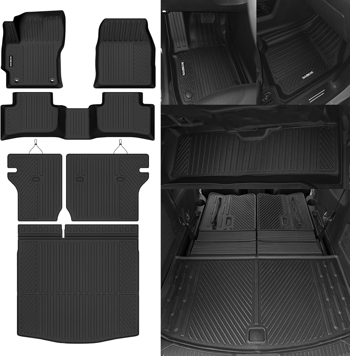 Naibeve Floor Mats for Toyota Corolla Cross 2022 2023 2024 2025 2026 Fuel AWD(Not for Fuel FWD&Hybrid AWD)-All Weather for Corolla Cross Floor Mats & Cargo Mat & Backrest Mats Interior Accessories
