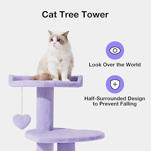 Miniatura 8 de VETRESKA Árbol de gato de 40 pulgadas para gatos de interior, torre para gatos de varios niveles con poste rascador para gatos, lindo árbol de