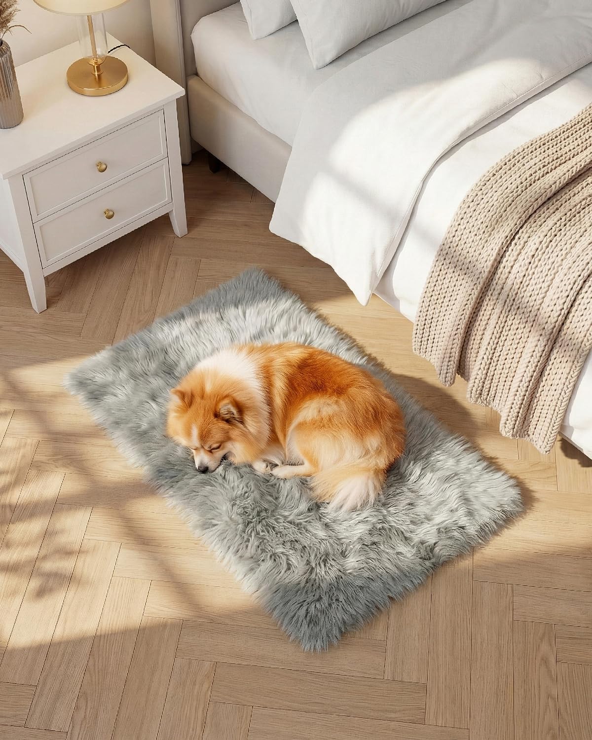 Machine Washable Plush Faux Sheepskin Shaggy Rug,Light Gray, 50x80 cm — image 1