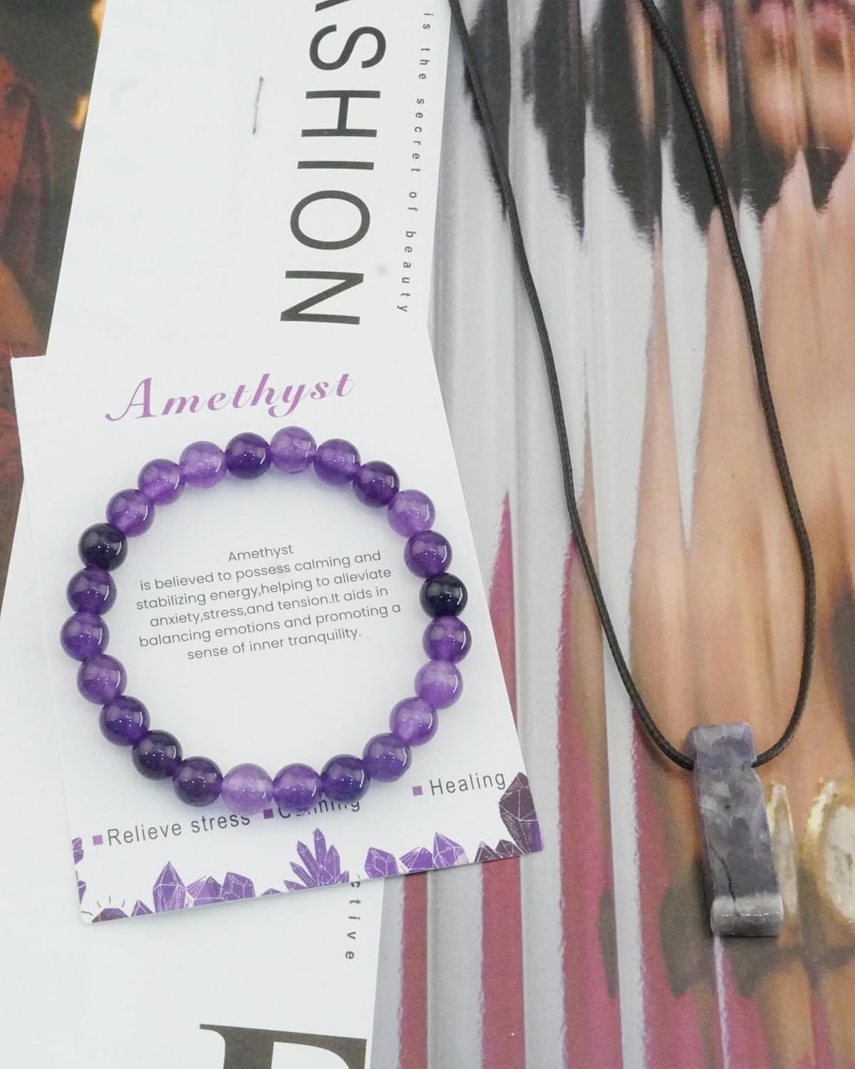 Amethyst Bracelet for Women Natural Amethyst Beaded Bracelet Anxiety Relif Yoga Meditation Healing Bracelets Jewelry Gifts for Her - Image 2