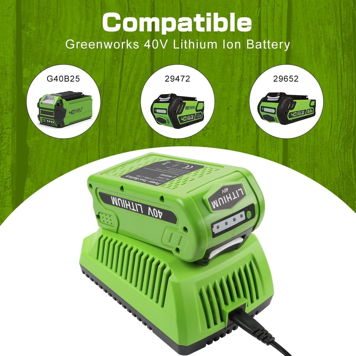 Powilling Replacement Charger Compatible with Greenworks 40V Battery Charger Lithium Ion 29482 29462 29472 2901319 2938302 BAF702 L-300 BAF704 BAF705 Compatible with 40V G-MAX Power Tools - Image 2