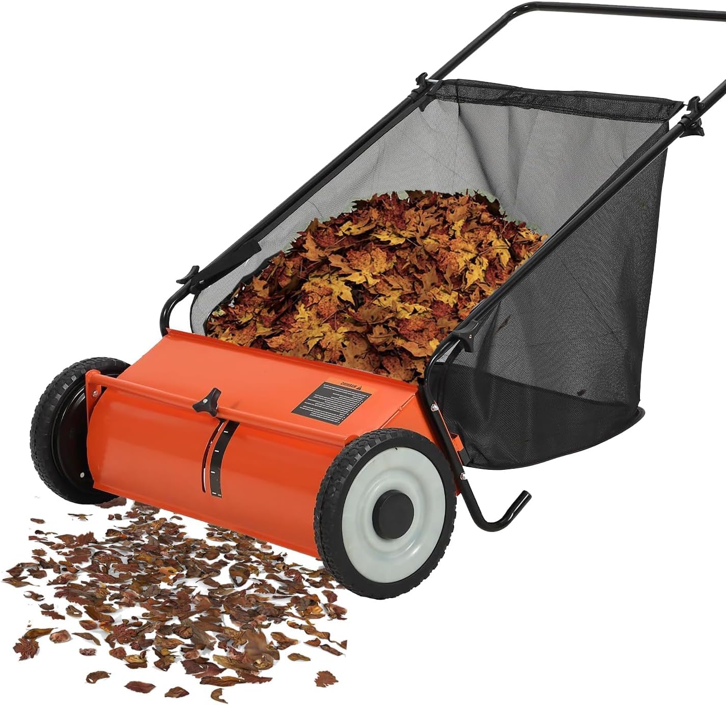 26-Inch Push Lawn Sweeper with 4-Brush System, Heavy-Duty Steel Frame, Height-Adjustable Leaf & Grass Collector, 7 Cu.ft. Mesh Bag, Ideal for Leaves, Grass, Yard & Garden Cleanup