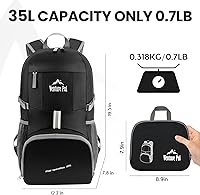 Vista 5 de Venture Pal - Mochila de senderismo ligera y duradera, plegable, para viaje