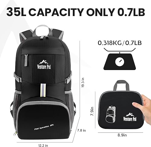 Miniatura 5 de Venture Pal - Mochila de senderismo ligera y duradera, plegable, para viaje