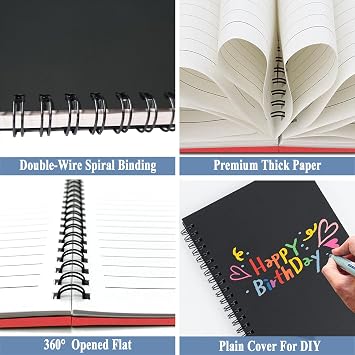 4Pack Spiral Notebook, 5.7x8.3 Small Notebooks for Work 120 Page Note Pads