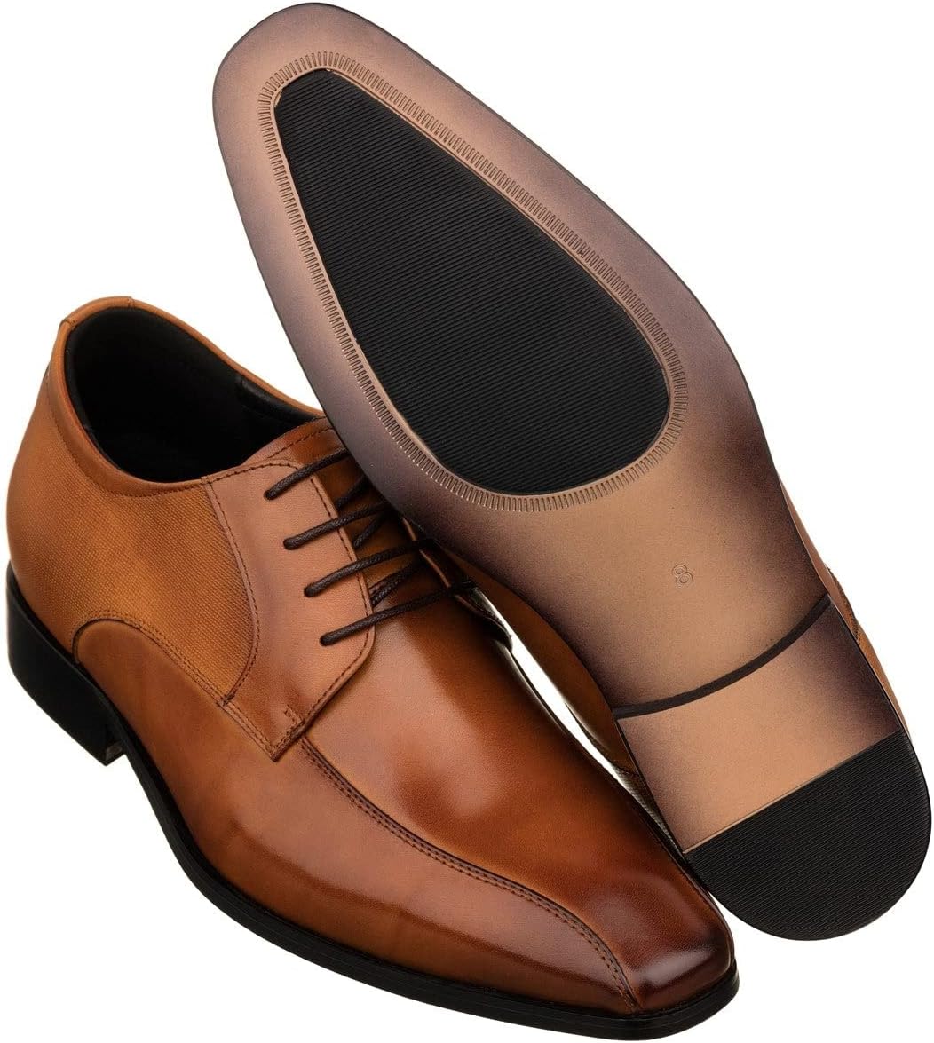 TOTO Men's Invisible Height Increasing Elevator Shoes - Brown Leather Lace-up Formal Dress Oxfords- 2.2 Inches Taller - Y6364 - Size 9 D(M) US - Image 6