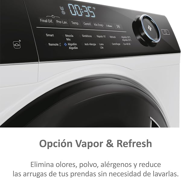 Haier I-Pro Series 5 HW90-B14959EU1IB- Lavadora Carga Frontal 9KG, Función Vapor, Motor Direct Motion, Tratamiento Antibacterias, 1400 RPM, Fin Diferido, Detector Automático de KG, 12 Programas,Blanco - 4