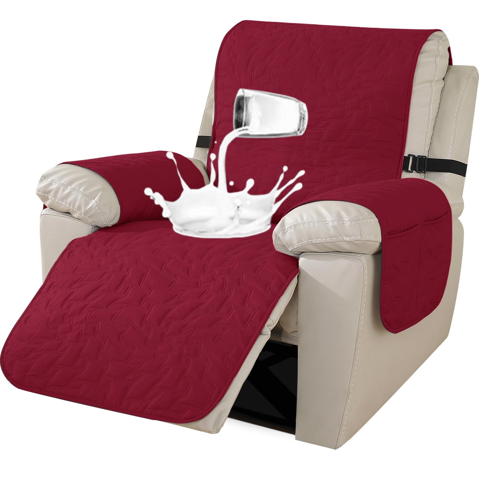 Ystyle Funda Sillon Relax Reclinable, Funda Sofa 1 Plaza Impermeable, Funda Butaca Reclinable, Funda De Sillon, Funda Sofa Reclinable, Funda Sillon 1 Plaza Lavables (1 Asiento, Burdeos)