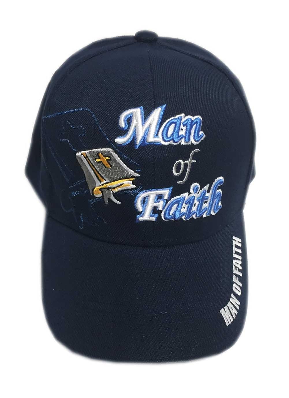 Aesthetinc Christian Bible Verse Print Man of Faith Jesus Christ Cap Hat (Man of Faith Navy