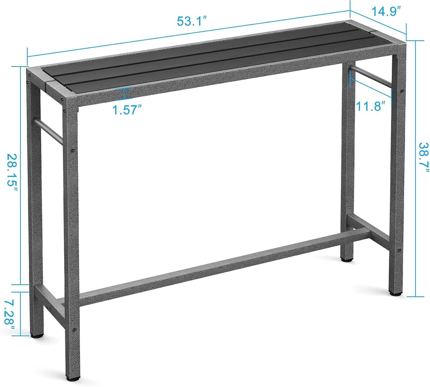 Mr IRONSTONE Outdoor Bar Table 53'' Patio Table Pub Height Dining Table with Waterproof Top and Hammer Finish Stand for Hot Tub, Garden, Backyard