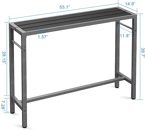 Miniatura 2 de Mr IRONSTONE Mesa de bar para exteriores de 53 pulgadas, mesa de comedor de altura de pub con parte superior impermeable y soporte de acabado de