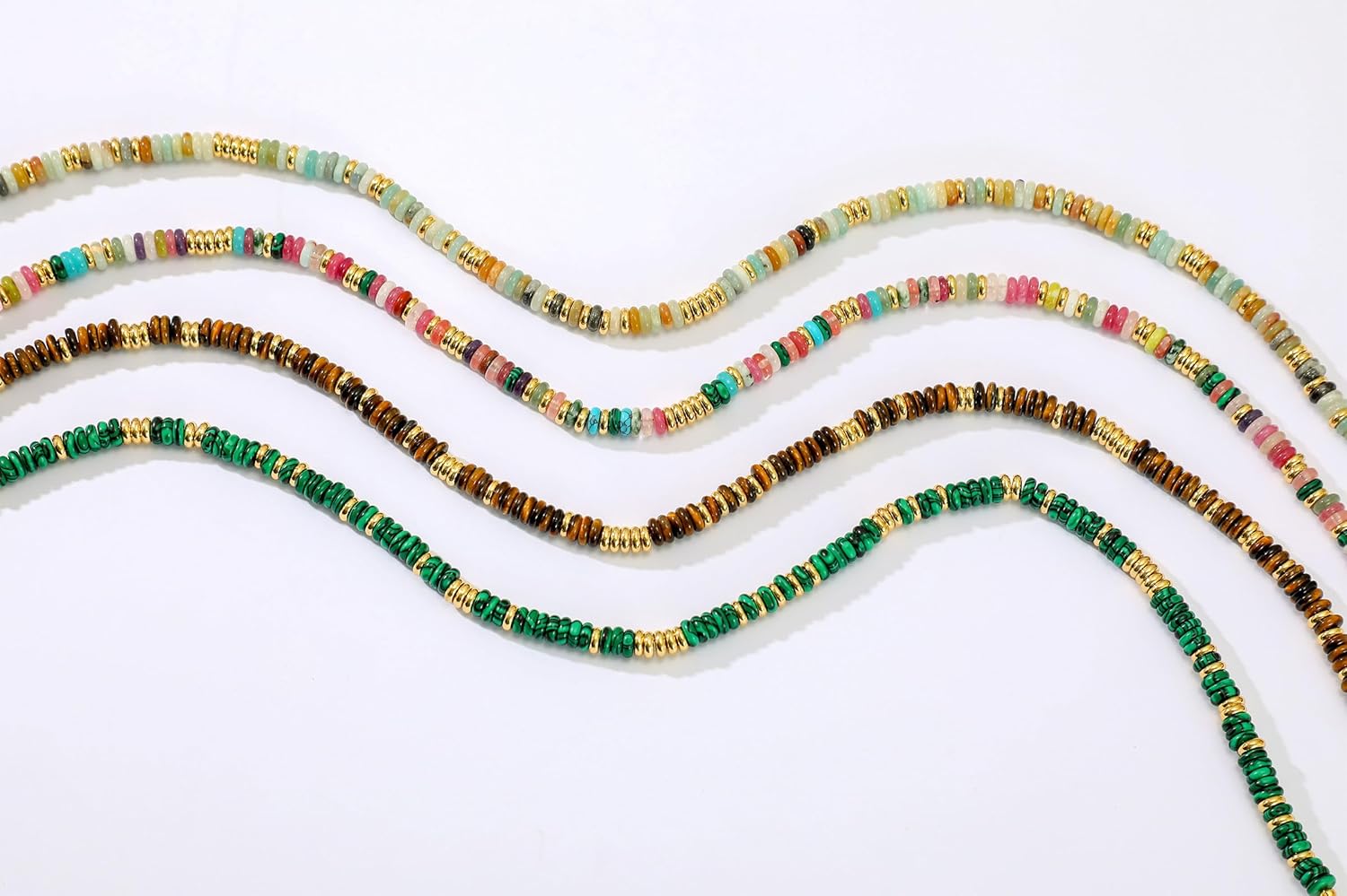 Beaded Necklace for Women, Colorful Boho Beach Handmade Bead Choker, 14K Gold Plated Stackable Bohemian Multicolor Natural Stone Necklace - Image 5