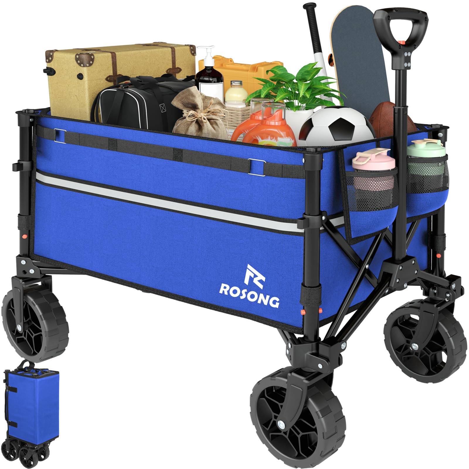 Carro Plegable De 120L Con Ruedas - Para Compras, Camping, Jardín, Peso 12 Lbs, Ruedas Desmontables