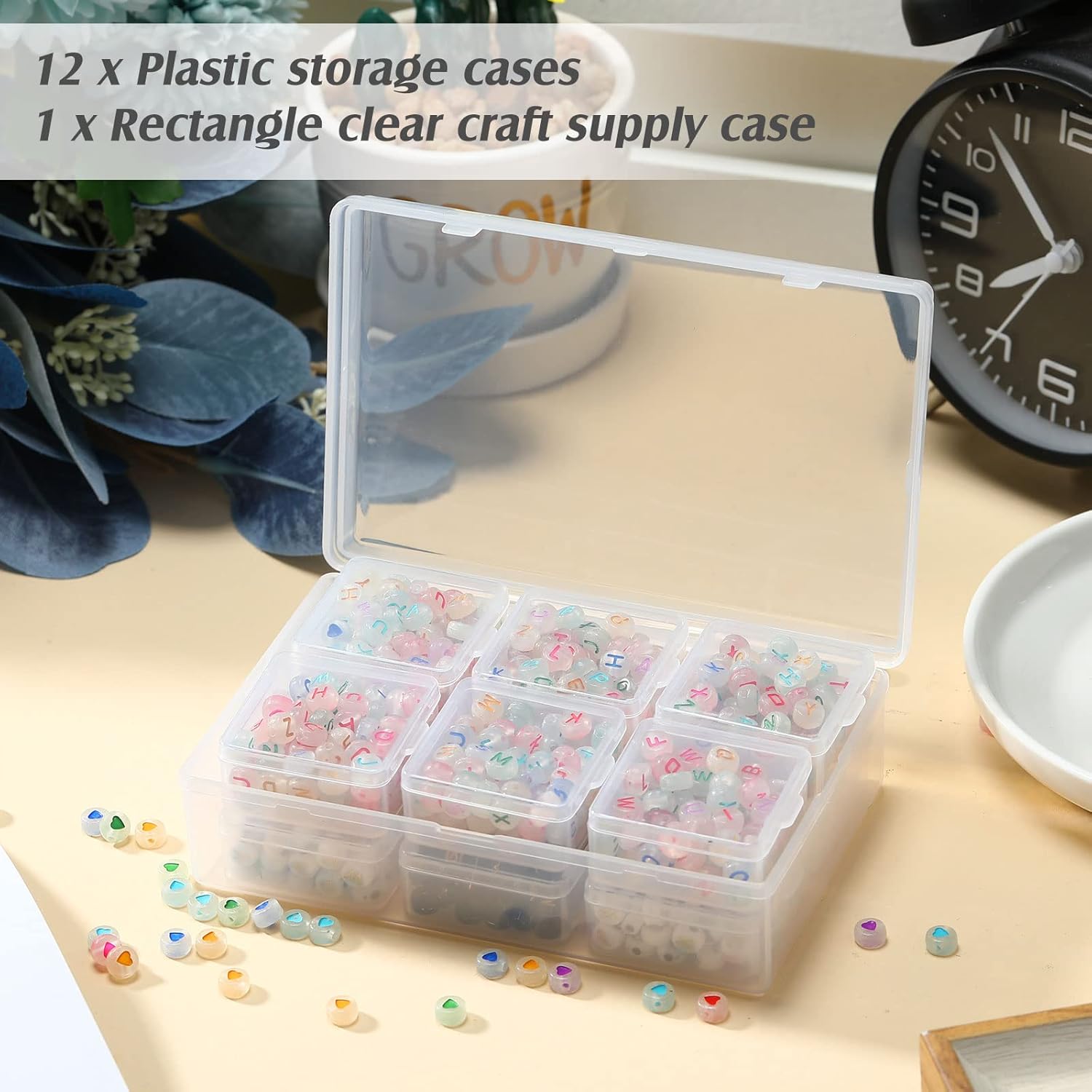 Blulu 12 Pieces Plastic Clear Storage Box Organizer with snap-tight closure latch Mini small Storage Containers Cases with Hinged Lid Hobby Modular Craft Supply Satchel (1.5 x 1.5 x 0.7 Inch) - Image 4