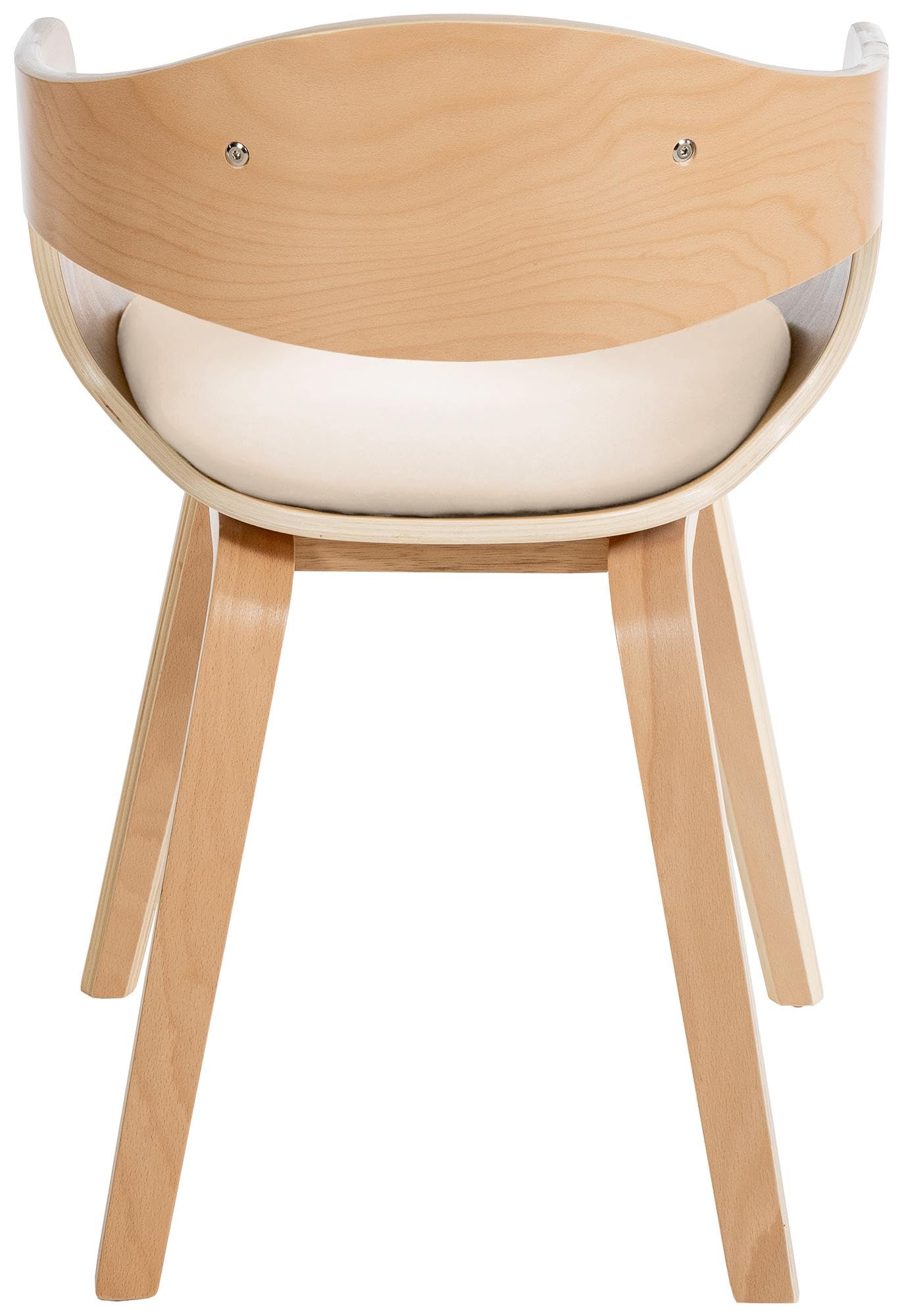CLP Esszimmerstuhl ergonomisch Kingston, gepolsterte umlaufender Rückenlehne, Kunstlederbezug & Holzgestell, belastbar bis 150 kg, Farbe:Natur/Creme